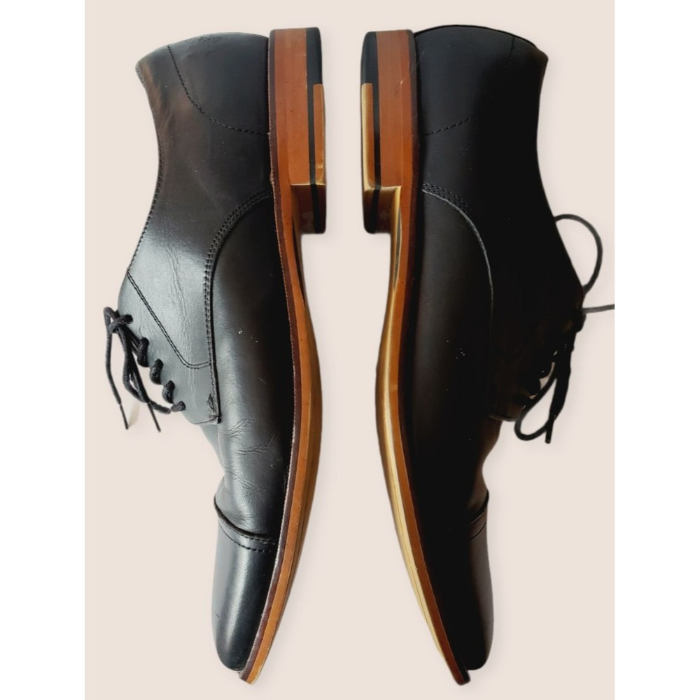 Aston Grey Collection Men's Oxfords Shoes Black Leather Lace Up Cap Toe Size 8.5 - Picture 5 of 6
